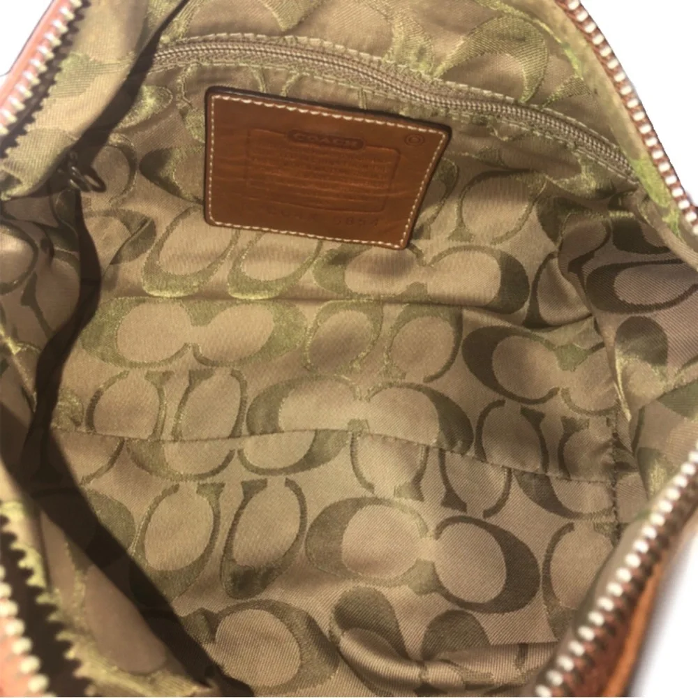 COACH Soho Hampton Canvas Stripe Mini Shoulder Bag with Exterior Zip Pocket